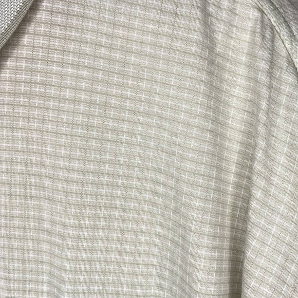 AM Player Shirt Cream White Checked Collared Button Cotton Golf Polo Size Large - Picture 6 of 11